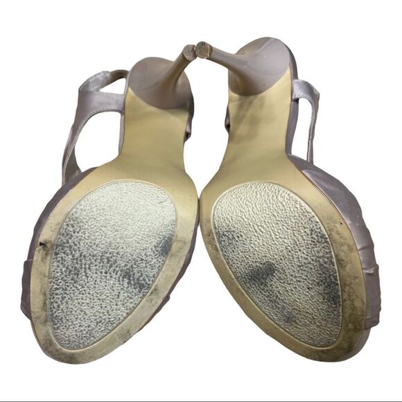 KATE PRESTON Sz 10 McKenna Taupe Fabric Stiletto Dress Sandals Heels - Picture 5 of 6